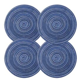 4 Pcs Woven Ramie Placemats Round Placemat Kitchen Accessories Home Decoration Table Mats Teapot Mats 7 inch, Blue