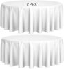 2 Pack White Round Tablecloths 90 Inch [Perfect Size for 30 60 Inch Tables] 200 GSM Premium Quality Textured Washable Polyester Fabric 90 Table Cloth