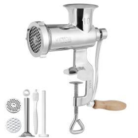 VEVOR Manual Meat Grinder, All Parts Stainless Steel, Hand Operated Meat Grinding Machine with Tabletop Clamp, 2 Grinding Plates & Sausage Stuffer