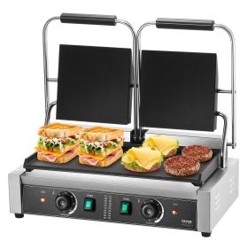 VEVOR Commercial Panini Press Grill Electric Sandwich Maker Griddle Plate 19"x9"