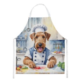 Airedale Terrier The Chef Apron Cooking Kitchen Server Baking Crafts Gardening for Adult Women Men, Unisex, Large, Multicolor