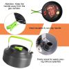 16Pcs Camping Cooking Ware Set Camping Stove Cookware Kit Aluminum Pot Pan Kettle Set with Bowls Knife Fork Spoon Carabiner Spatula Cutting Board for