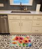 Gerbera Daisies in Watercolor Memory Foam Kitchen Mat Machine Washable Anti-Fatigue Mat Cushion Comfort Bath Mat or Kitchen Rug