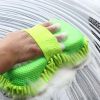 1pc Car Wash Mitt Chenille Microfiber Wash Sponge Scratch Free; Ultra Absorbent Microfiber Waffle Drying Towel For Car Detailing; Green; 9.05in*5.11in