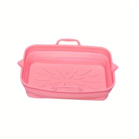 Rectangular Air Fryer Liners; Foldable Silicone Tray; Air Fryer Accessories; Reusable Grill Plate; Heat Resistant Microwave Silicone Plate; Home Kitch (Quantity: 2, Color: Pink)