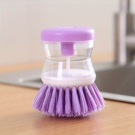 Cleaning Brush; A Multi-functional Brush That Automatically Adds Detergent; Used For Washing Dishes; Brushing Pots; And Brushing Basins (Color: Purple)