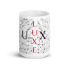 White Glossy Coffee Mugs Luxe with Geometric Design By HadiArts (Color + Size: White- 15Oz)