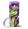 Alligator King of Mardi Gras Stainless Steel Skinny Tumbler Vacuum Double Walled Reusable Insulated Tumbler Travel Cup for Coffee Cocktails Gift with