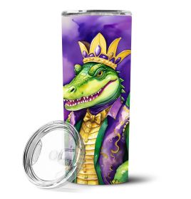 Alligator King of Mardi Gras Stainless Steel Skinny Tumbler Vacuum Double Walled Reusable Insulated Tumbler Travel Cup for Coffee Cocktails Gift with (Default: Default)