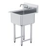 VEVOR Stainless Steel Prep & Utility Sink, 1 Compartment Free Standing Small Sink Include Faucet & legs