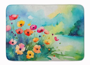 Anemones in Watercolor Memory Foam Kitchen Mat Machine Washable Anti-Fatigue Mat Cushion Comfort Bath Mat or Kitchen Rug (Default: Default)