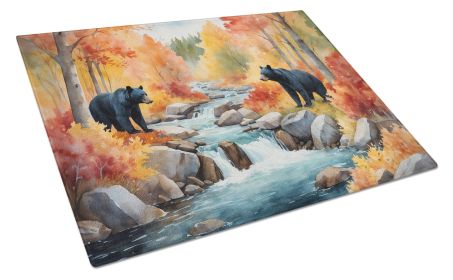 Bears Autumn in the Woods Glass Cutting Board Decorative Tempered Glass Kitchen Cutting and Serving Board Large Size Chopping Board (Default: Default)