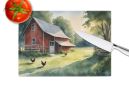 Chicken Coop at Dawn Glass Cutting Board Decorative Tempered Glass Kitchen Cutting and Serving Board Large Size Chopping Board