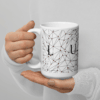 White Glossy Coffee Mugs Luxe with Geometric Design By HadiArts