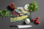 Chicken Coop at Dawn Glass Cutting Board Decorative Tempered Glass Kitchen Cutting and Serving Board Large Size Chopping Board